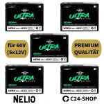 60V 60Ah Batteriepack (5x 12V 60Ah) PREMIUM Batterie AGM GEL Lead Acid Blei-Gel-Batterie Bleibatterie VRLA als Ersatz für TNE12-65 6-DMF-58 6-EVF-58 für Kabinenroller Micorcars Elektrofahrzeuge als Ersatz für 45Ah 58Ah 65Ah Polar Bär Ultra Serie XPM