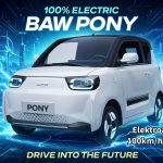 BAW PONY CITY EV 1702 | 100kmh Elektroauto der Fahrzeugklasse L7e | Weiß mit schwarzem Dach | Airbag, Klimaanlage, Servolenkeung | eAuto PKW Elektro Auto