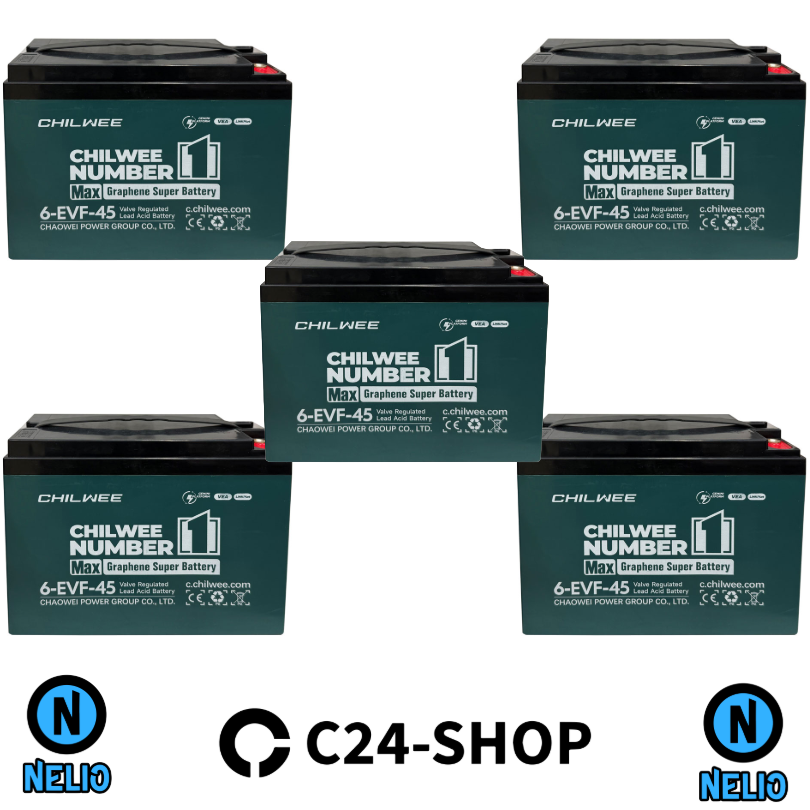 6-evf-45 005 Akkupack passend für z.B. ECONELO M1 Kabinenroller Akku Bleigel Batterie Blei AGM | 60V 45Ah 2700Wh | 5x 12V 45Ah Ersatzakku – Bild 1