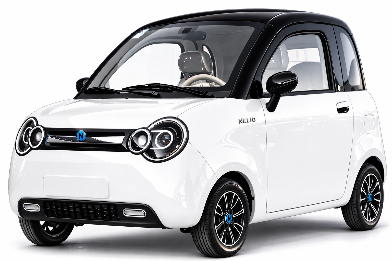 NELIO R4 NOVA white weiß ## Polarweiß NELIO R4 NOVA LFP 130 | 45km/h Microcar Kabinenroller 4-Rad Elektroauto SIDE BY SIDE Mopedauto | LiFePo4-Lithiumbatterie Reichweite bis zu 130km mit Heckklappe | Weiß – Bild 1